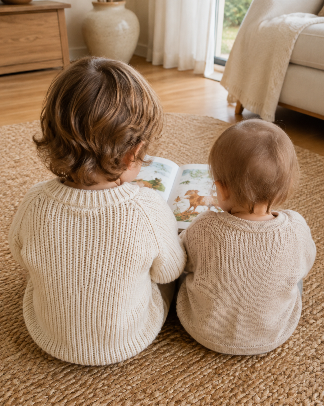 Two children reading a picture book