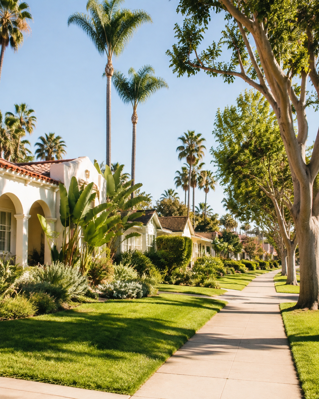 Sunny neighborhood street